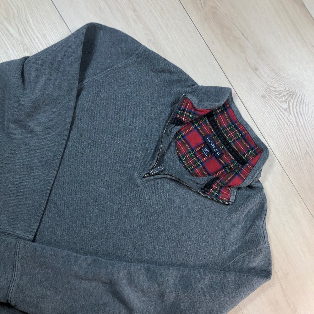 Lands End Gray Sweater Mens Medium Tall M/T 1/4 Zip [0043]